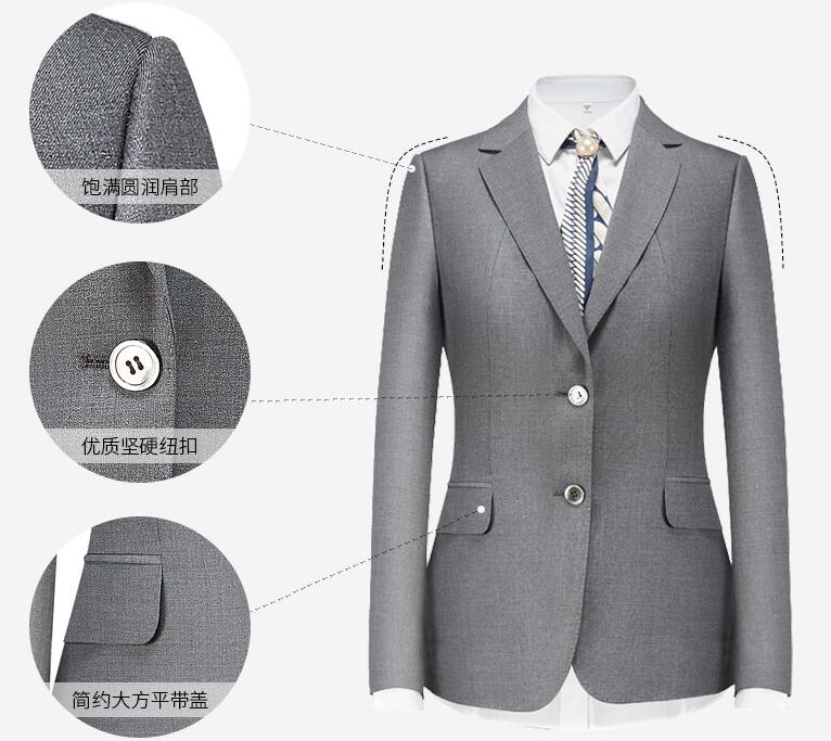 女士灰色兩粒扣羊毛面料