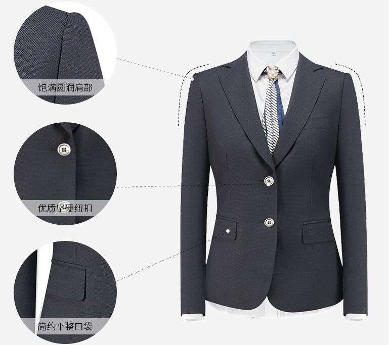 女士修身黑色兩粒扣商務