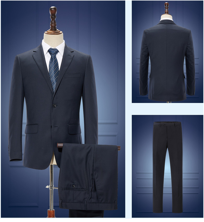 商務旅行黑色男士職業裝定做款式圖