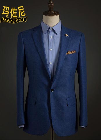一粒扣藏藍色職業西服定制
